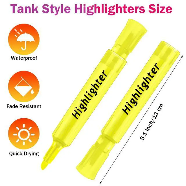 Alt view image 4 of 6 - 300 Pcs Highlighters Bulk Chisel Tip Tank Style Highlighters for School Classroom Assorted Color Fluorescent Pens for Office Shop