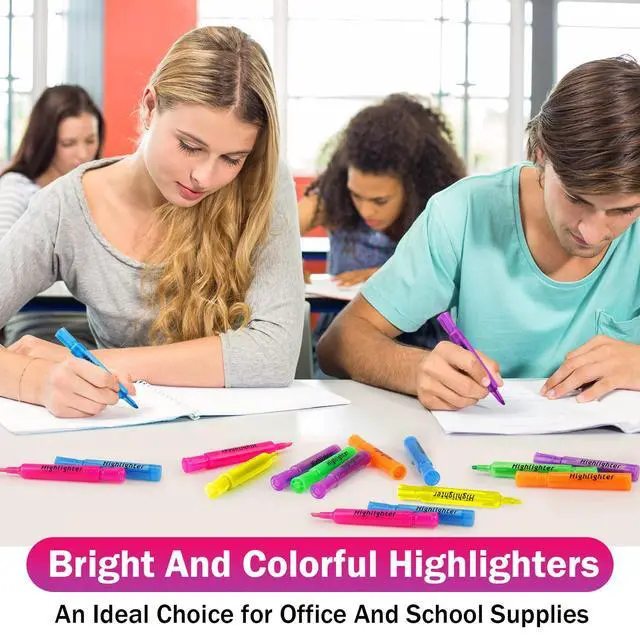 Alt view image 6 of 6 - 300 Pcs Highlighters Bulk Chisel Tip Tank Style Highlighters for School Classroom Assorted Color Fluorescent Pens for Office Shop