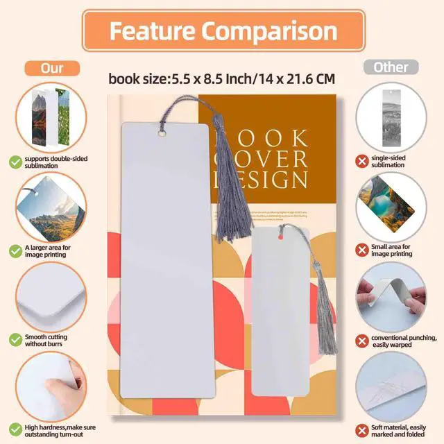 Alt view image 3 of 6 - Sublimation Bookmarks Blank Aluminum 50 PCS 2X7 Inch Metal 1MM Thick Larger Bookmark for Double-Side Heat Transfer Rectangle