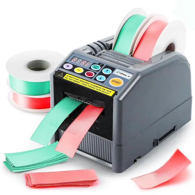 Main image of Automatic Ribbon Dispenser, Electric Ribbon/Tape Cutting Machine, for 6-60mm Width, Max 999mm Length Available, Automatic Silicone Wheel Tape Dispenser