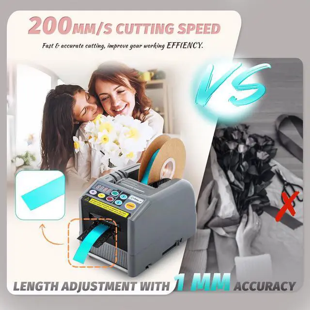 Alt view image 4 of 6 - Automatic Ribbon Dispenser, Electric Ribbon/Tape Cutting Machine, for 6-60mm Width, Max 999mm Length Available, Automatic Silicone Wheel Tape Dispenser