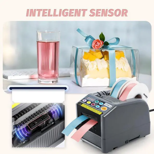 Alt view image 5 of 6 - Automatic Ribbon Dispenser, Electric Ribbon/Tape Cutting Machine, for 6-60mm Width, Max 999mm Length Available, Automatic Silicone Wheel Tape Dispenser