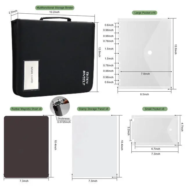 Alt view image 2 of 6 - Stamp and Die Cut Storage Bag with Pockets,Rubber Magnetic Sheets and Clear Stamp Storage Panels