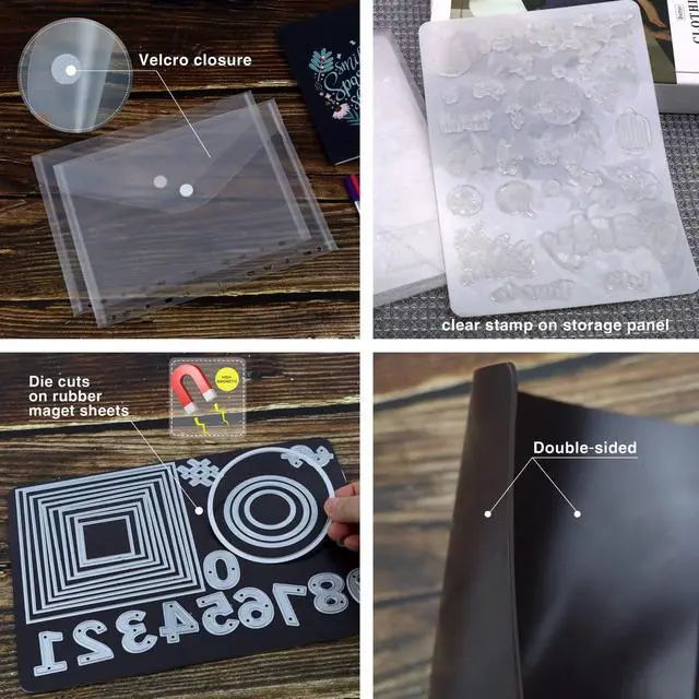 Alt view image 3 of 6 - Stamp and Die Cut Storage Bag with Pockets,Rubber Magnetic Sheets and Clear Stamp Storage Panels