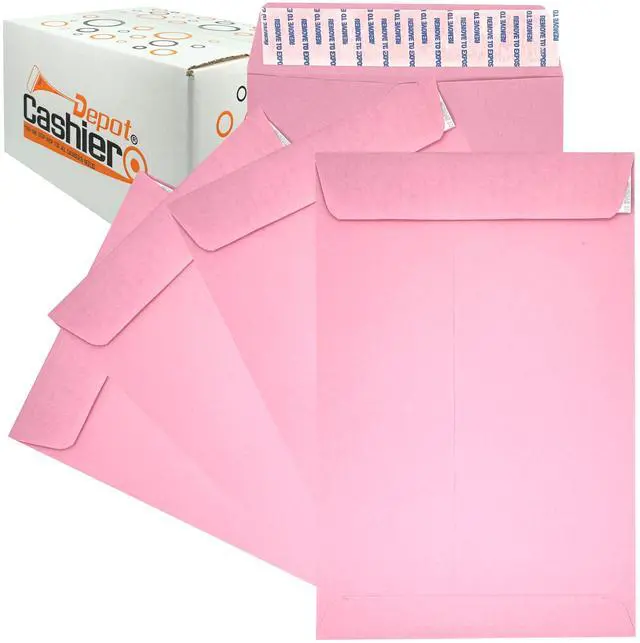 Main image of Cashier Depot 6x9 inch Catalog Envelopes, Pastel Colors, Peel & Seal, 24lb. Paper, Made in USA, 500 Count (500, Pink)