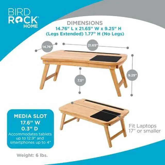 Alt view image 2 of 5 - Curved Wood Lap Tray with Foldout Legs, Storage Drawer, Mouse Pad, Fits Laptops Up to 17", Tablet and Phone Slot, Laptop Table for Sitting or Standing, Work from Home - Natural