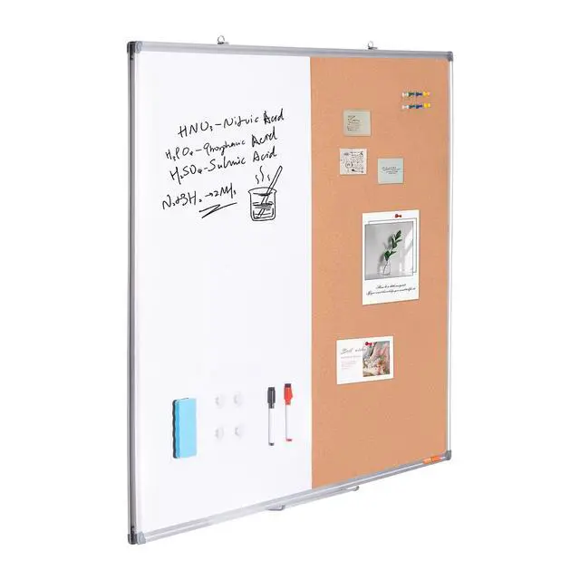 Alt view image 4 of 6 - 48"x 36" Whiteboard & Cork Board Combo with Aluminum Frame 2-in-1 Magnetic Dry Erase Bulletin Board for Wall Mount Ideal for School, Home, Office