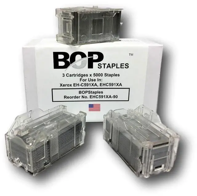 Main image of BOPStaples Brand Compatible for Xerox EH-C591XA, EHC591XA Staples, Staple Cartridge Refills (3 Cartridges X 5000)F | EH-C591XA, (3 Cartridges X 5000), Established 2003, American Owned and Operated, US
