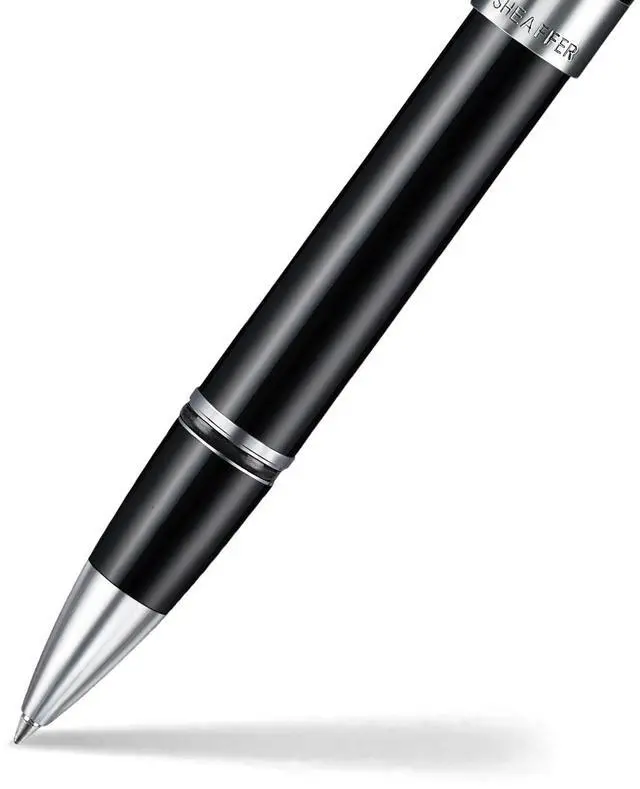 Alt view image 3 of 6 - Legacy 9064 Rollerball Pen, Glossy Black Finish with Chrome-Plated Trim, Medium Point, Includes Leather Pouch & Premium Gift Box, Luxury Writing Instrument
