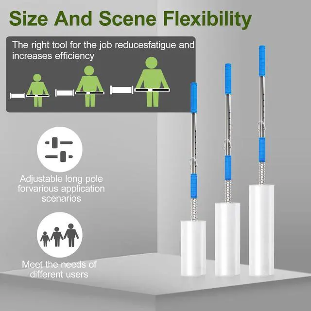 Alt view image 4 of 6 - 2pcs Stretch Film Dispenser Pole Holder, 48 Inch Heavy Duty Long Handle Stretch Wrap Dispenser, Fit Width 12" to 24" Rolls with 2" to 3" Core, for Industrial Grade and Packaging (Film Not Included)