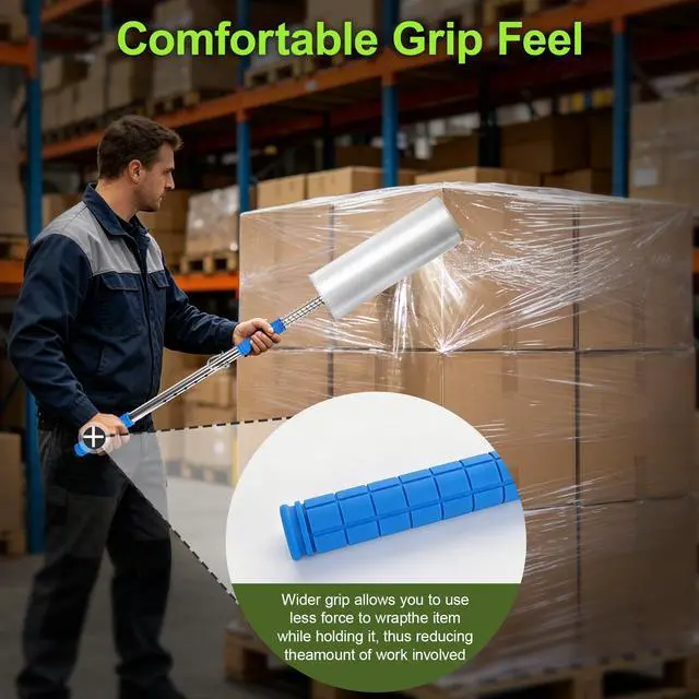 Alt view image 5 of 6 - 2pcs Stretch Film Dispenser Pole Holder, 48 Inch Heavy Duty Long Handle Stretch Wrap Dispenser, Fit Width 12" to 24" Rolls with 2" to 3" Core, for Industrial Grade and Packaging (Film Not Included)