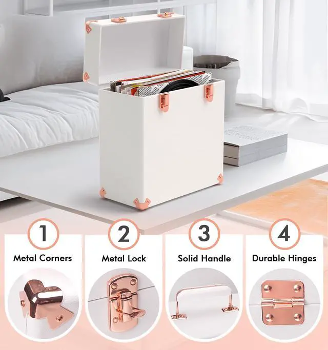 Alt view image 3 of 6 - Vinyl Storage and Carrying Case - Waterproof LP Caddy, Dustproof Portable Organizer, Collector's Showcase - Holds 50 7-12 Inch Records - Ideal for Theater Rooms and Rare Collections