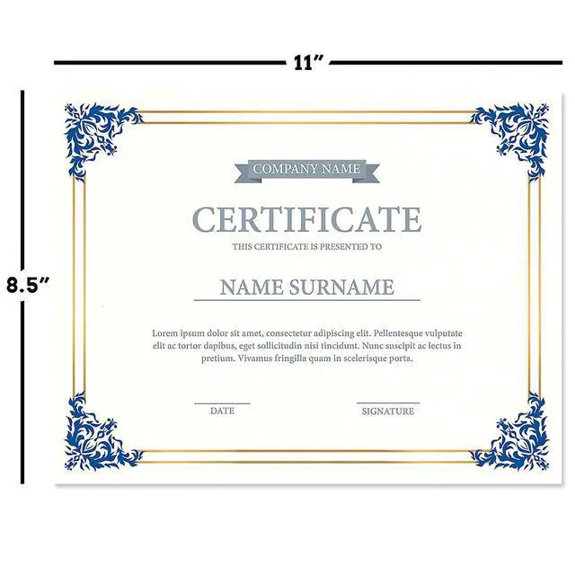 Alt view image 3 of 6 - Empire Blue & Gold Award Certificate Collection - Includes 25 Certificate Papers (White/Blue), 25 Heavy Linen Folders (Blue/Gold), 36 Gold Foil Seals, Laser & Inkjet Printer Compatible