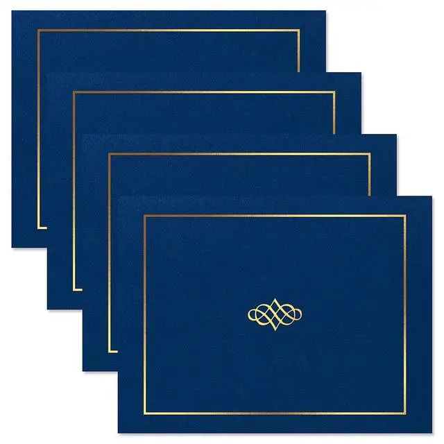 Alt view image 4 of 6 - Empire Blue & Gold Award Certificate Collection - Includes 25 Certificate Papers (White/Blue), 25 Heavy Linen Folders (Blue/Gold), 36 Gold Foil Seals, Laser & Inkjet Printer Compatible