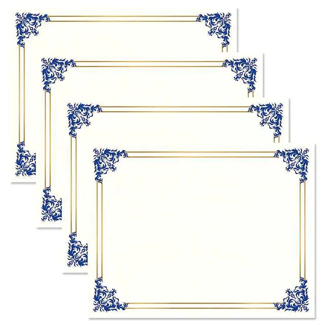 Alt view image 5 of 6 - Empire Blue & Gold Award Certificate Collection - Includes 25 Certificate Papers (White/Blue), 25 Heavy Linen Folders (Blue/Gold), 36 Gold Foil Seals, Laser & Inkjet Printer Compatible
