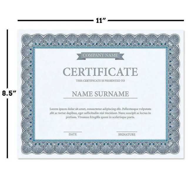 Alt view image 3 of 6 - Classic Elite Award Certificate Collection - Includes 25 Certificate Papers (White/Blue), 25 Heavy Linen Folders (Blue/Silver), 25 Silver Foil Seals, Laser & Inkjet Printer Compatible