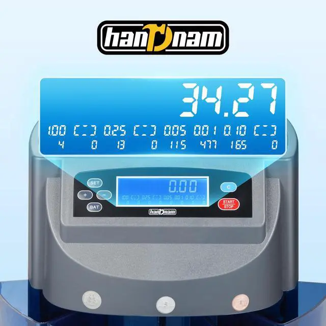 Alt view image 2 of 6 - Coin Counter 270 Coins/Min Electric Coin Sorter Machine 500 Coins Capacity | USD Change Counter Machine Automatic Coin Sorter and Wrapper Machine, LCD Display, Auto Stop Anti-Overflow, Easy One-Touch