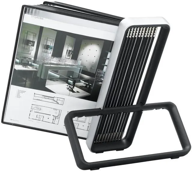 Alt view image 3 of 6 - Tarifold VEO Wall Mount Reference System, 10 Pockets, Black | 10 anti-glare PVC pockets hold 20 letter-size sheets, aluminum wall bracket, pivoting design for quick access
