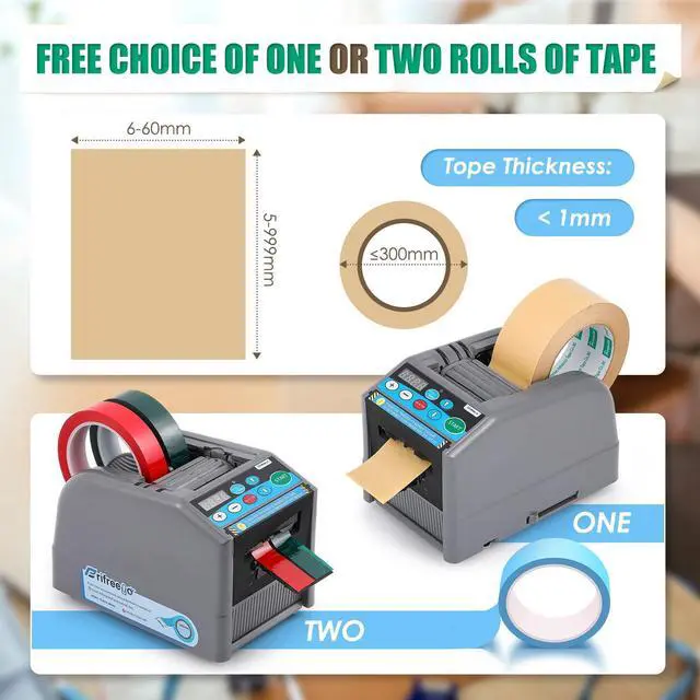 Alt view image 6 of 6 - Automatic Tape Dispenser Electric Tape Cutter, 39" MAX Cutting Length, with Manual & Auto Modes, Cutting Various Tapes with 0.24-2.36" Width, for Office Warehouse Use, Package Packing