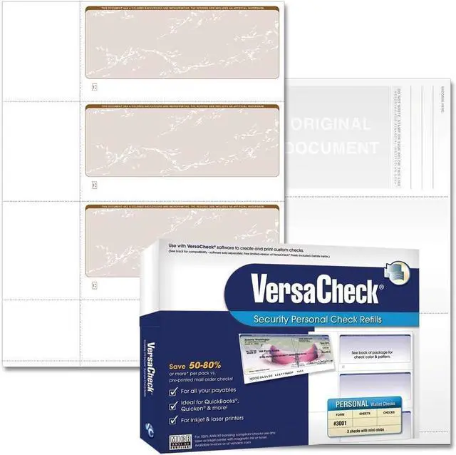 Main image of Secure Checks - 750 Blank Business or Personal Wallet Checks - Tan Prestige - 250 Sheets Form #3001-3 Per Sheet (Pack of 8)