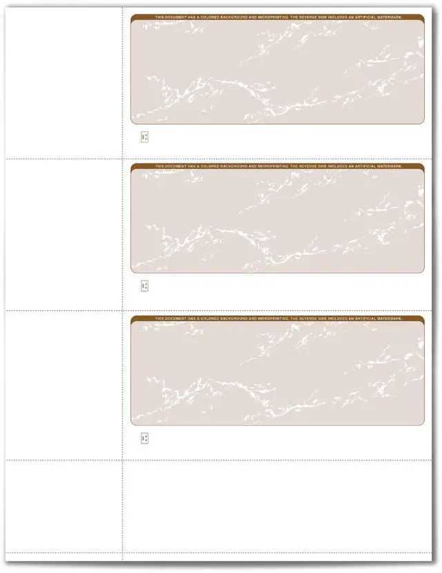 Alt view image 2 of 2 - Secure Checks - 750 Blank Business or Personal Wallet Checks - Tan Prestige - 250 Sheets Form #3001-3 Per Sheet (Pack of 8)