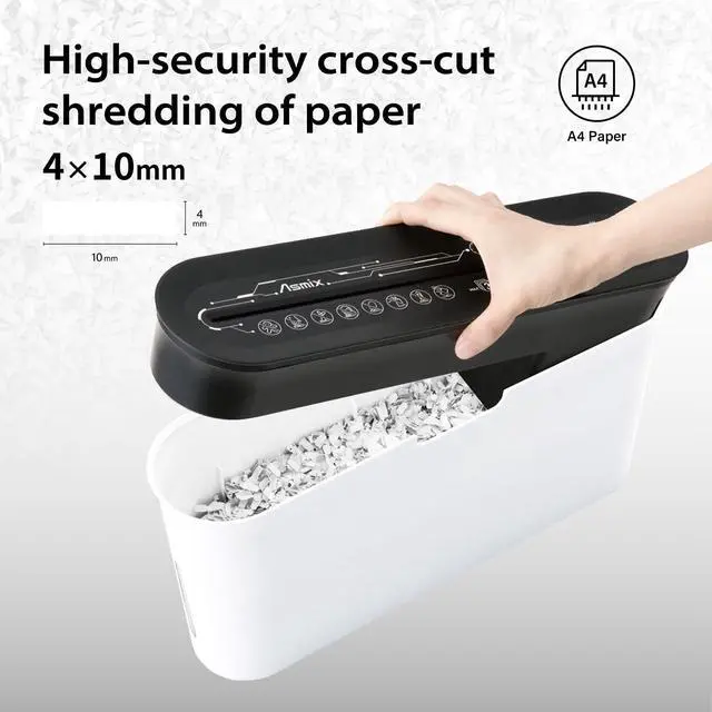 Alt view image 5 of 6 - B08W Paper Shredder for Home use Office, White Compact Design, 2 Sheet Crosscut Paper, 10 Mins Running Time 14.7" × 7.2" × 3.7"