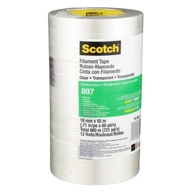 Alt view image 4 of 5 - Scotch Filament Tape 897, Clear, 18 mm x 55 m, 5 mil