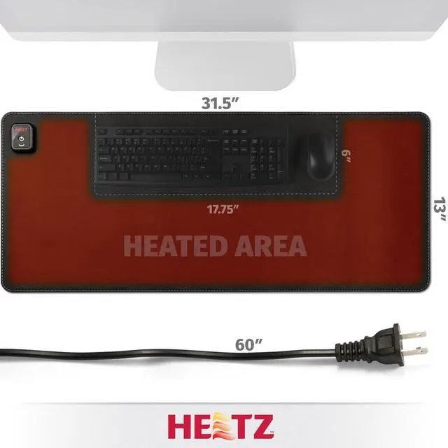 Alt view image 2 of 6 - Heated Desk pad, Large, Black