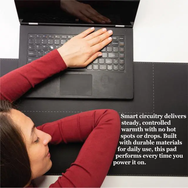 Alt view image 5 of 6 - Heated Desk pad, Large, Black