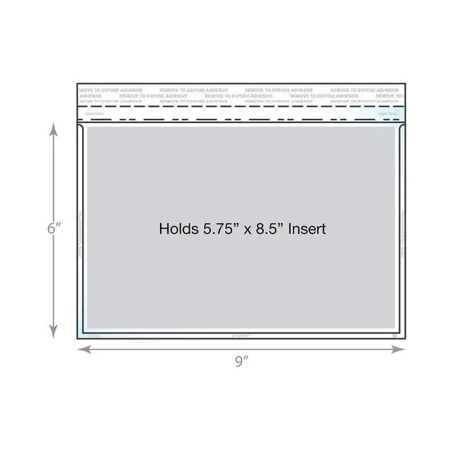 Alt view image 3 of 6 - Envelope Crystal Clear Booklet Style 6" x 9", Permanent Tape (5.5 x 8.5 Insert Size) Holds Booklets, Catalogs and Brochures. - Box of 500