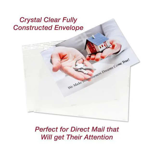 Alt view image 4 of 6 - Envelope Crystal Clear Booklet Style 6" x 9", Permanent Tape (5.5 x 8.5 Insert Size) Holds Booklets, Catalogs and Brochures. - Box of 500