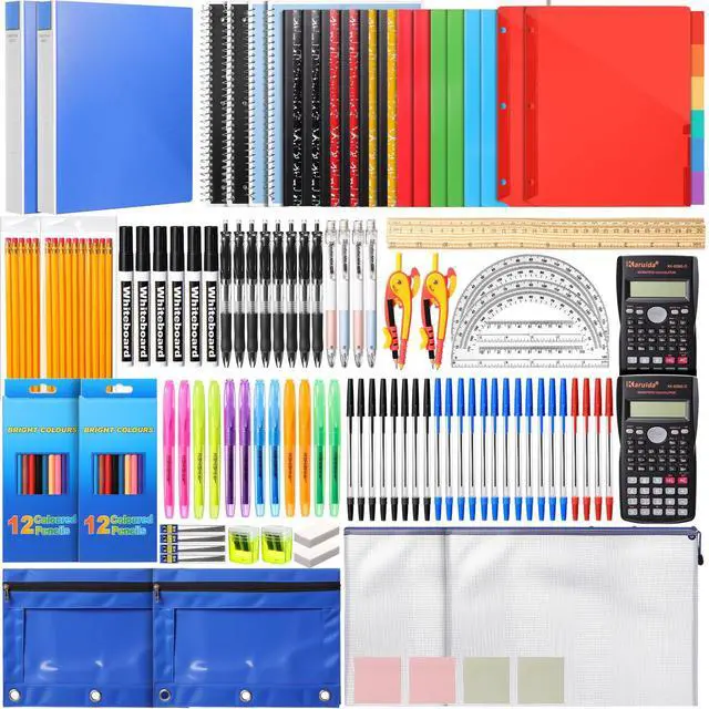 Main image of 144pcs (2 Set) Essential Supplies Kit for High School and College Bundle Includes Composition Pencils Highlighters Binders