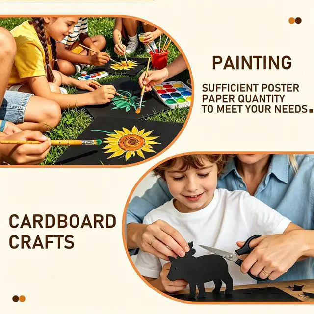 Alt view image 6 of 6 - 50 Sheets Black Poster Board, 24" x 36" 250 GSM Blank Large Poster Paper for Art Display, Classroom Use, School Craft Projects, Signs, and Project Presentations