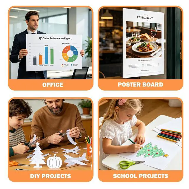 Alt view image 5 of 6 - 50 Sheets White Poster Board, 24" x 36" 250 GSM Blank Large Poster Paper for Art Display, Classroom Use, School Craft Projects, Signs, and Project Presentations