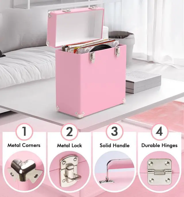 Alt view image 3 of 6 - Vinyl Storage and Carrying Case, Waterproof and Dustproof Portable Organizer, LP Record Collection Display Case, Holds 50 7-12 Inch Records, Ideal for Theater Rooms and Rare Record Collections