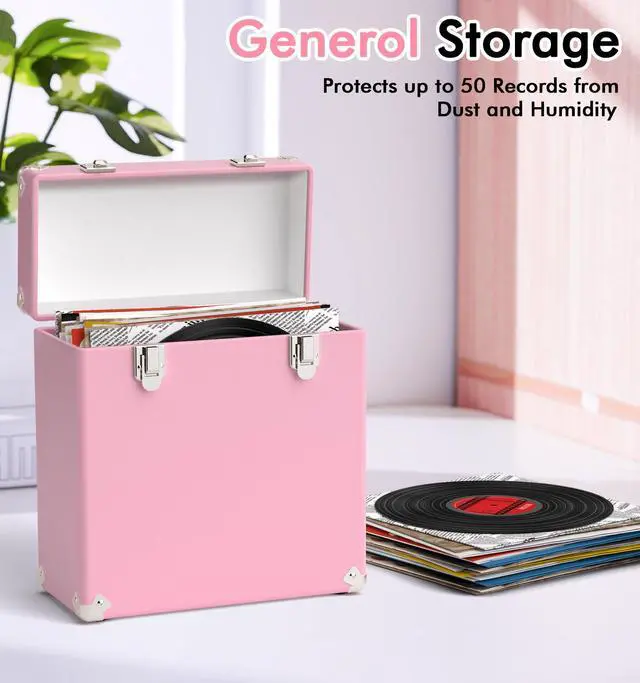 Alt view image 4 of 6 - Vinyl Storage and Carrying Case, Waterproof and Dustproof Portable Organizer, LP Record Collection Display Case, Holds 50 7-12 Inch Records, Ideal for Theater Rooms and Rare Record Collections