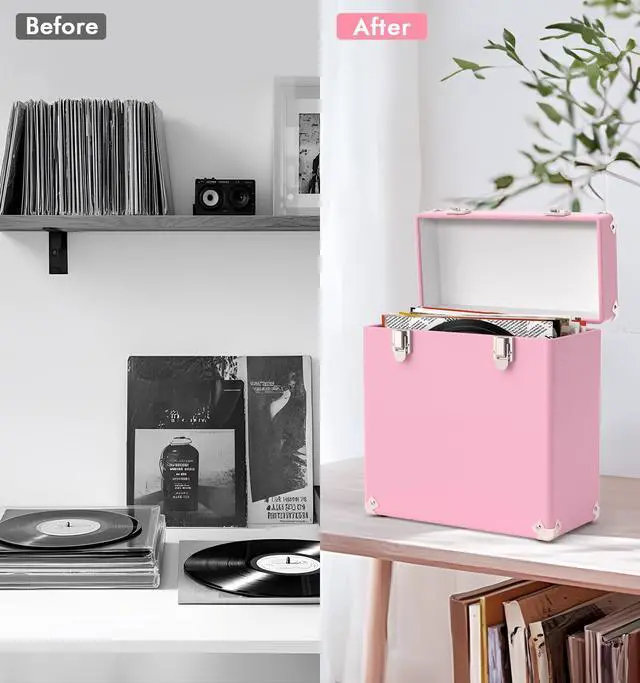 Alt view image 5 of 6 - Vinyl Storage and Carrying Case, Waterproof and Dustproof Portable Organizer, LP Record Collection Display Case, Holds 50 7-12 Inch Records, Ideal for Theater Rooms and Rare Record Collections