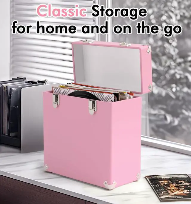 Alt view image 6 of 6 - Vinyl Storage and Carrying Case, Waterproof and Dustproof Portable Organizer, LP Record Collection Display Case, Holds 50 7-12 Inch Records, Ideal for Theater Rooms and Rare Record Collections