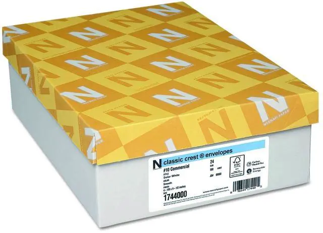 Main image of Paper 1744000 Classic Crest #10 Envelope, 4 1/8 x 9 1/2, Solar White (Box of 500)