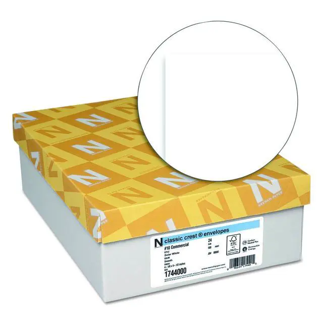 Alt view image 2 of 3 - Paper 1744000 Classic Crest #10 Envelope, 4 1/8 x 9 1/2, Solar White (Box of 500)