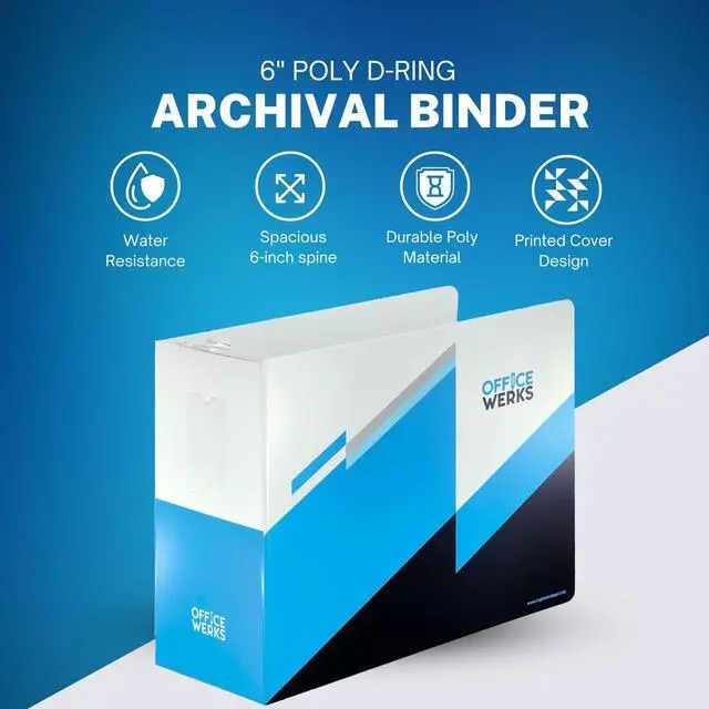 Alt view image 2 of 6 - 6 Inch Locking Angle D-Ring Binder Heavy Duty Poly Binder with Printed Design, Secure Locking 3 Rings, Spine Label Holder, Non-Customizable Cover, Holds 8.5" x 11" Paper (2)
