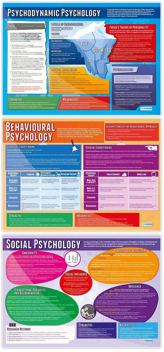 Alt view image 4 of 6 - Psychological Approaches Classroom Posters - Set of 5 - EXTRA LARGE 33" x 23.5" - Laminated - Psychology High School Classroom Decor - Wall Charts