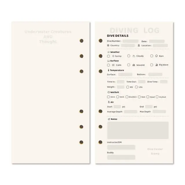 Alt view image 3 of 6 - Dive Log Book Scuba Diving, A6 Scuba Diving Journal with 50 Pages for PADI/SSI Divers