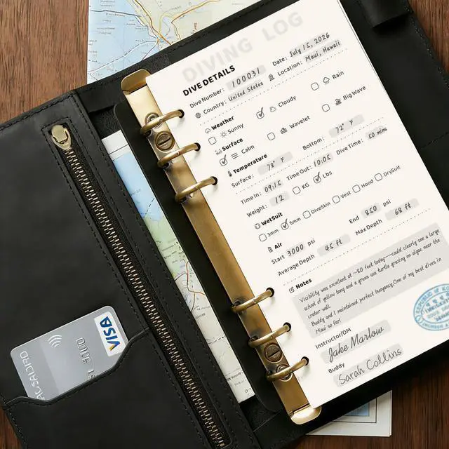 Alt view image 5 of 6 - Dive Log Book Scuba Diving, A6 Scuba Diving Journal with 50 Pages for PADI/SSI Divers