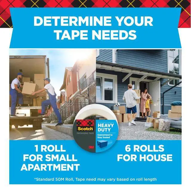 Alt view image 5 of 6 - Heavy Duty Shipping Packaging Tape, 1.88" x 54.6 yd, 3" Core, Clear, Great for Packing, Shipping & Moving, 12 Rolls with Dispenser