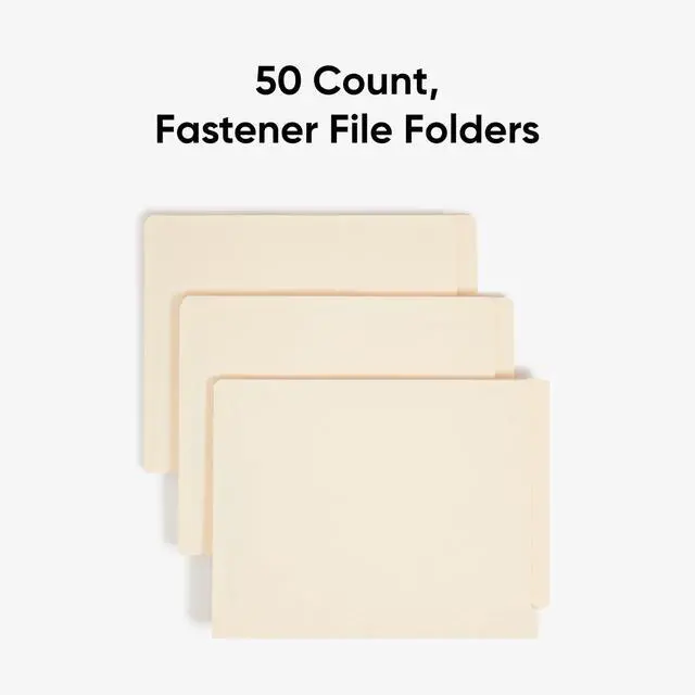 Alt view image 3 of 6 - End Tab Fastener File Folders, 50 Count, Manila, Reinforced Straight-Cut Tabs, 4 Fasteners, Letter Size (34220)