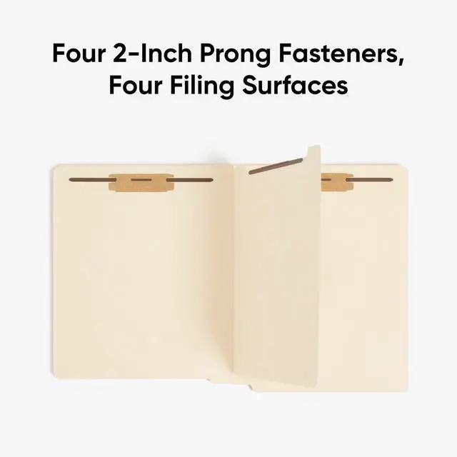 Alt view image 5 of 6 - End Tab Fastener File Folders, 50 Count, Manila, Reinforced Straight-Cut Tabs, 4 Fasteners, Letter Size (34220)