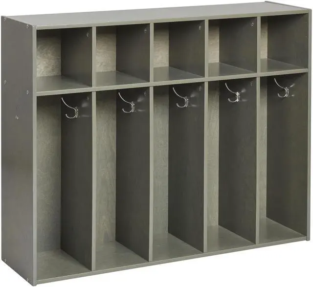 Main image of Streamline 5-Section Toddler Coat Locker with Cubby Storage, Kids Furniture, Grey Wash