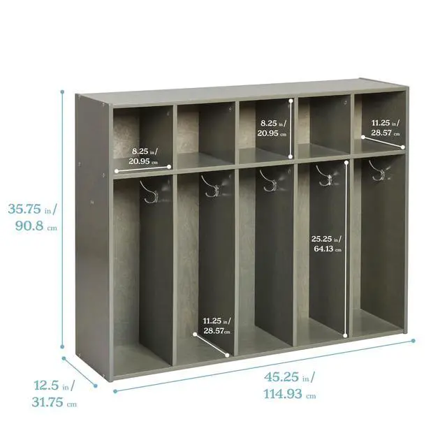 Alt view image 2 of 6 - Streamline 5-Section Toddler Coat Locker with Cubby Storage, Kids Furniture, Grey Wash