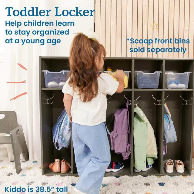 Alt view image 3 of 6 - Streamline 5-Section Toddler Coat Locker with Cubby Storage, Kids Furniture, Grey Wash